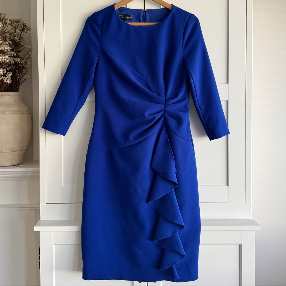 Rickie Freeman Teri Jon Gathered Ruffle Front Dress